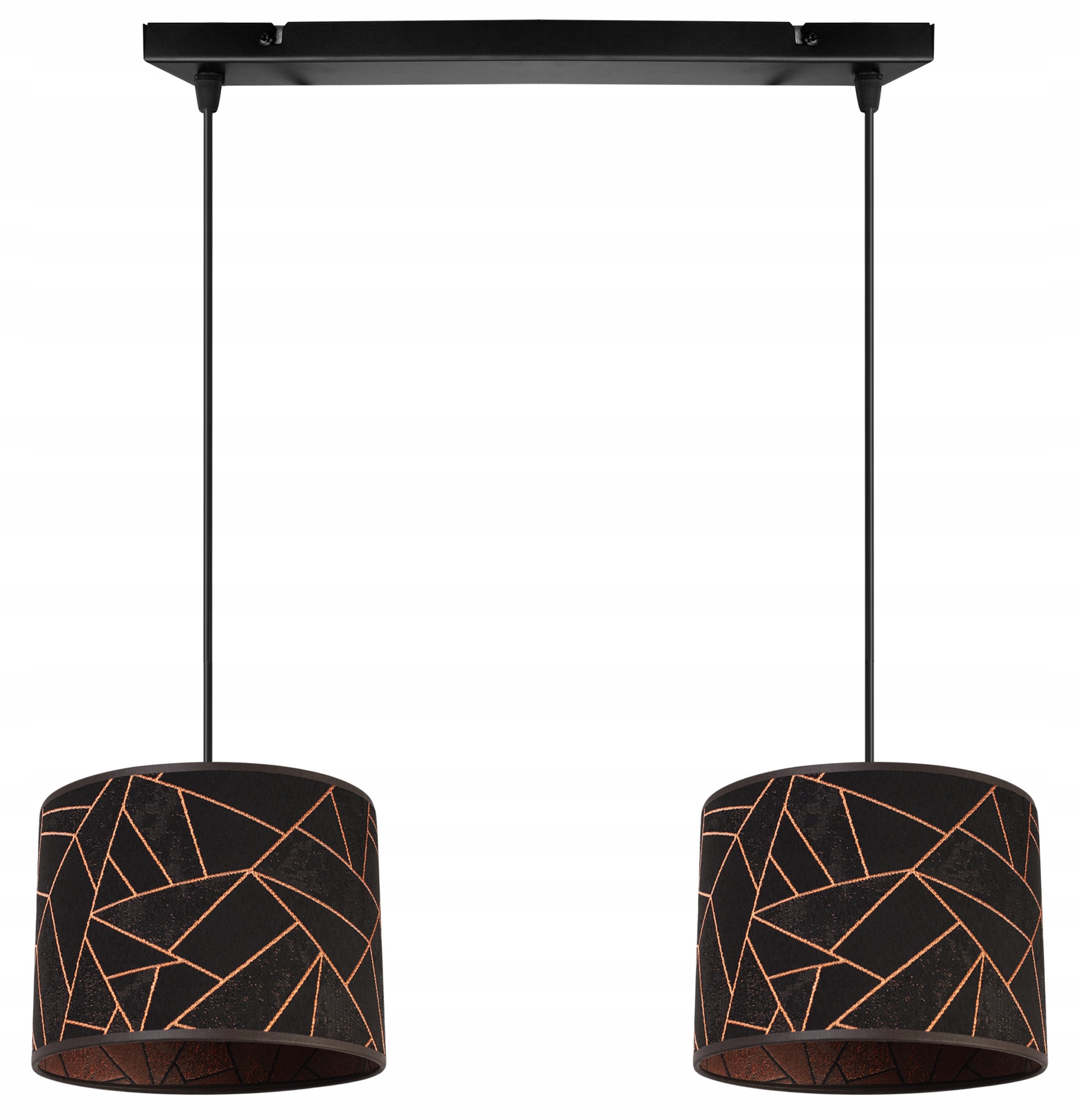Lampa sufitowa wisząca boho Werona 2xE27 klosz owalny wzorzysty miedziany/czarny Light Home LH
