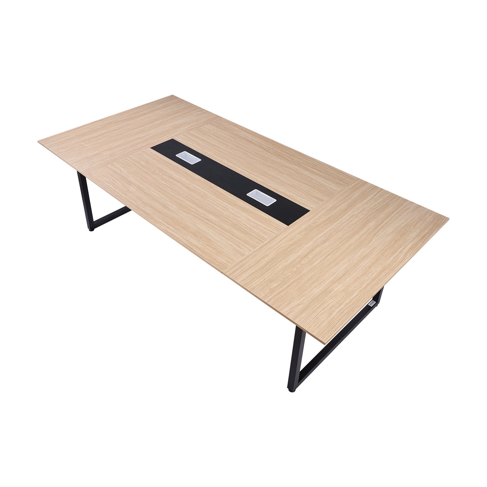 Stół Konferencyjny 240×120 cm na 10 Osób, Duży Stół Biurowy z Przepustami Kablowymi, Metalowe Nogi, Wysokość 75 cm do Biura i Sali Konferencyjnej