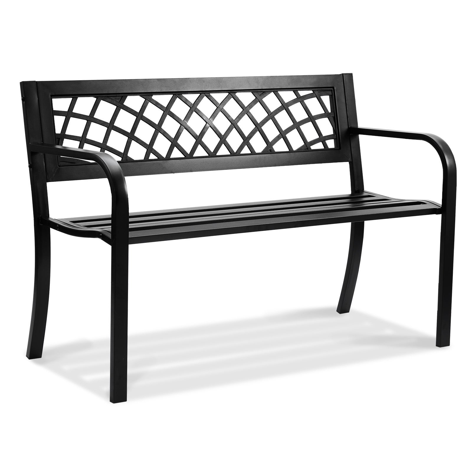 Banc jardin métal extérieur,capacité SucceBuy 480 lb,avec dossier et accoudoirs,parfait patio,parc,cour,véranda - 3