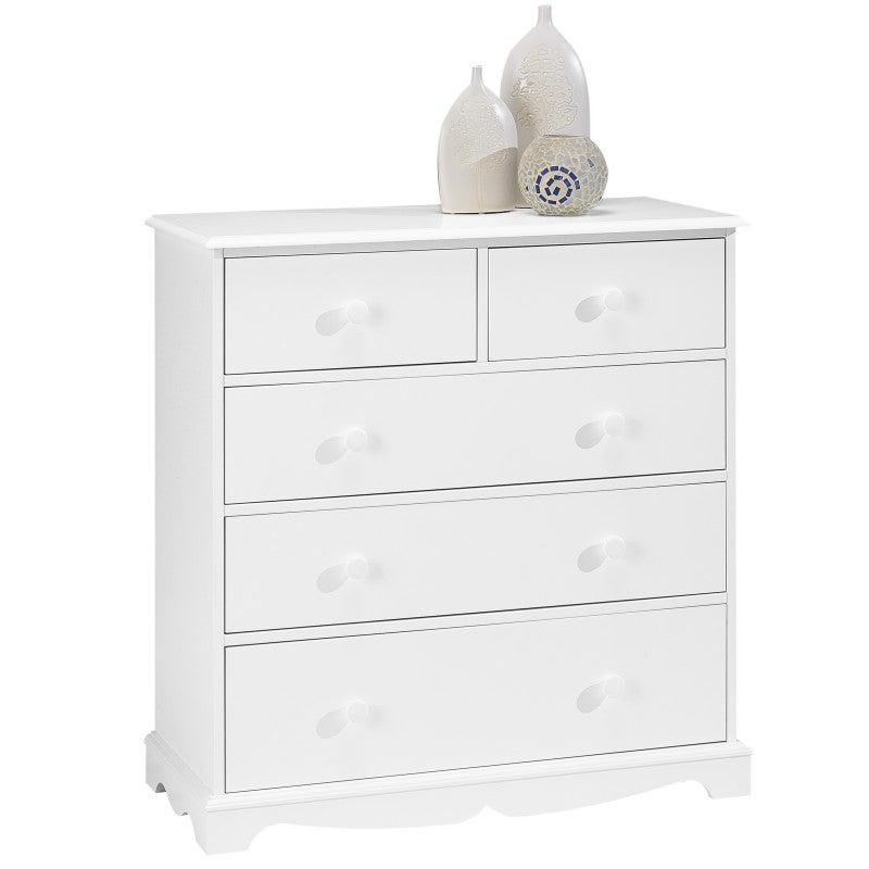 Commode Blanche 5 Tiroirs Style Anglais L 96.2 H 97.4 P 42.5 cm - 2