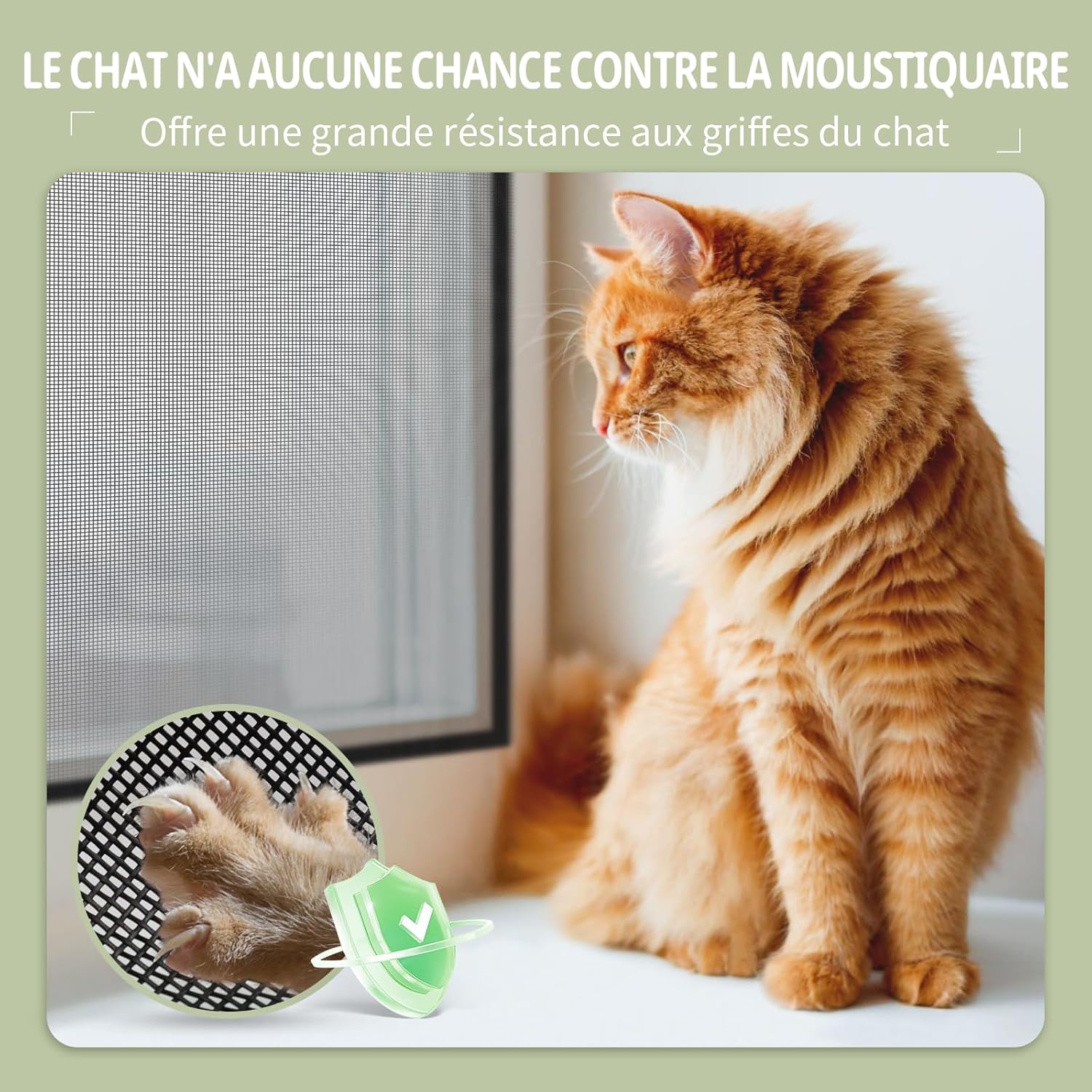 Filet pour chat ne nécessite pas de perçage, 100*130cm, robuste et découpable utilisé pour les fenêtres pour empêcher les moustiques et les chats - 3
