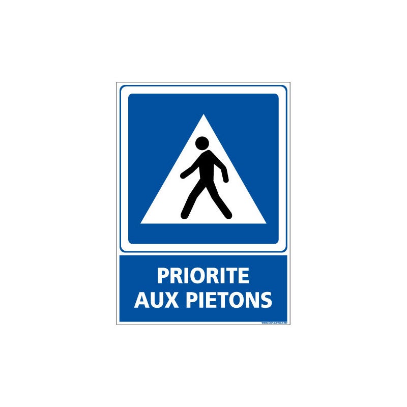 PANNEAU PRIORITE AUX PIETONS (E0654) 300 x 420 mm Matière Adhesif ...