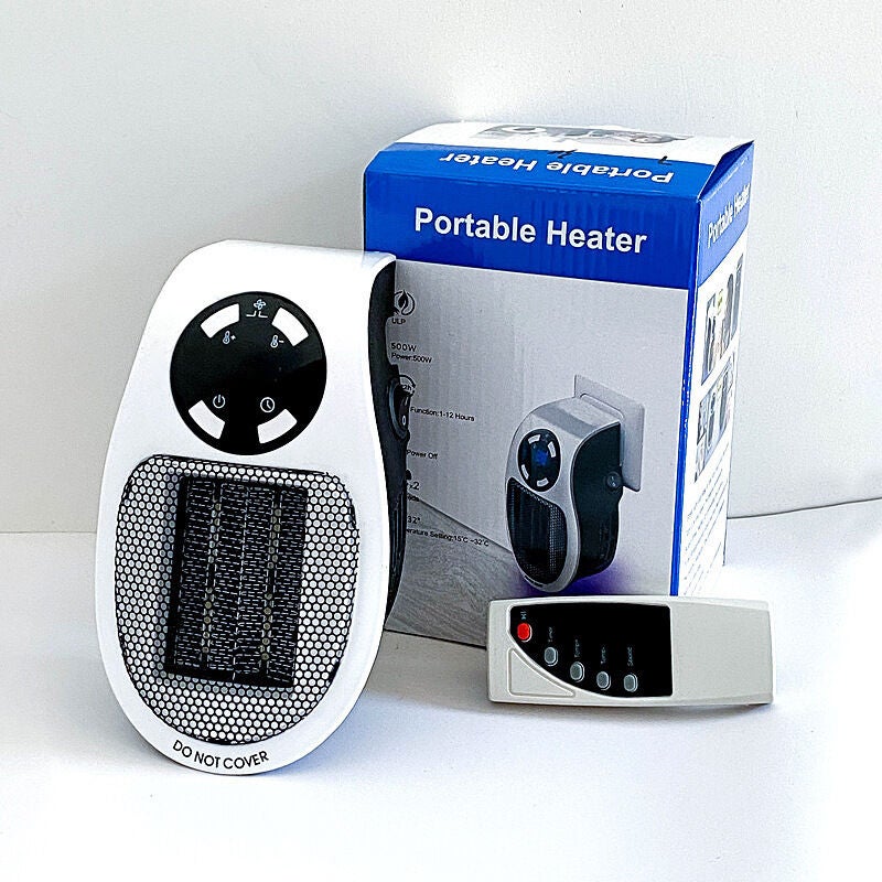 Calorifer electric de 450 W pentru programări, priză de perete cu telecomandă, ca la televizor, cu termostat reglabil, temporizator și afișaj LED