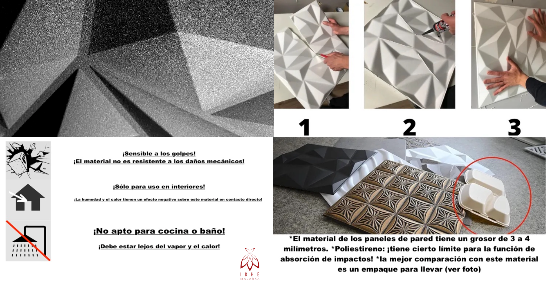 Panneaux muraux 3D décors revêtement mural panneaux de plafond POLYSTYRENE MATERIAL STYROPOR-TYPE 3mm force 8 pièces - 2m² Zircon Noir - 8