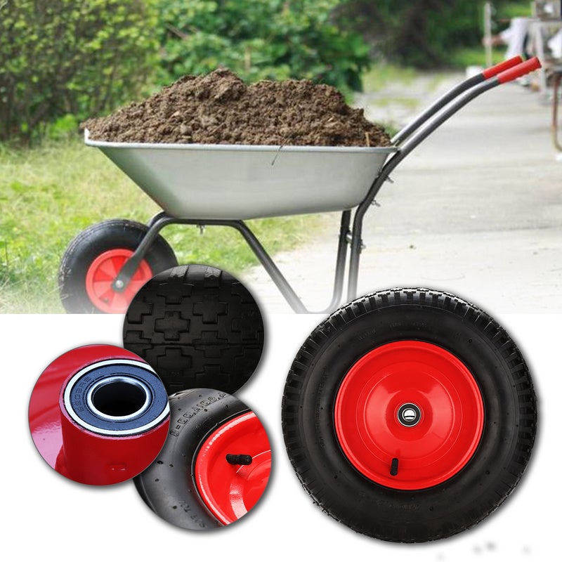 Rueda de carretilla neumático rueda de repuesto con eje rueda de goma 4,80/4,00-8 390 mm 4x