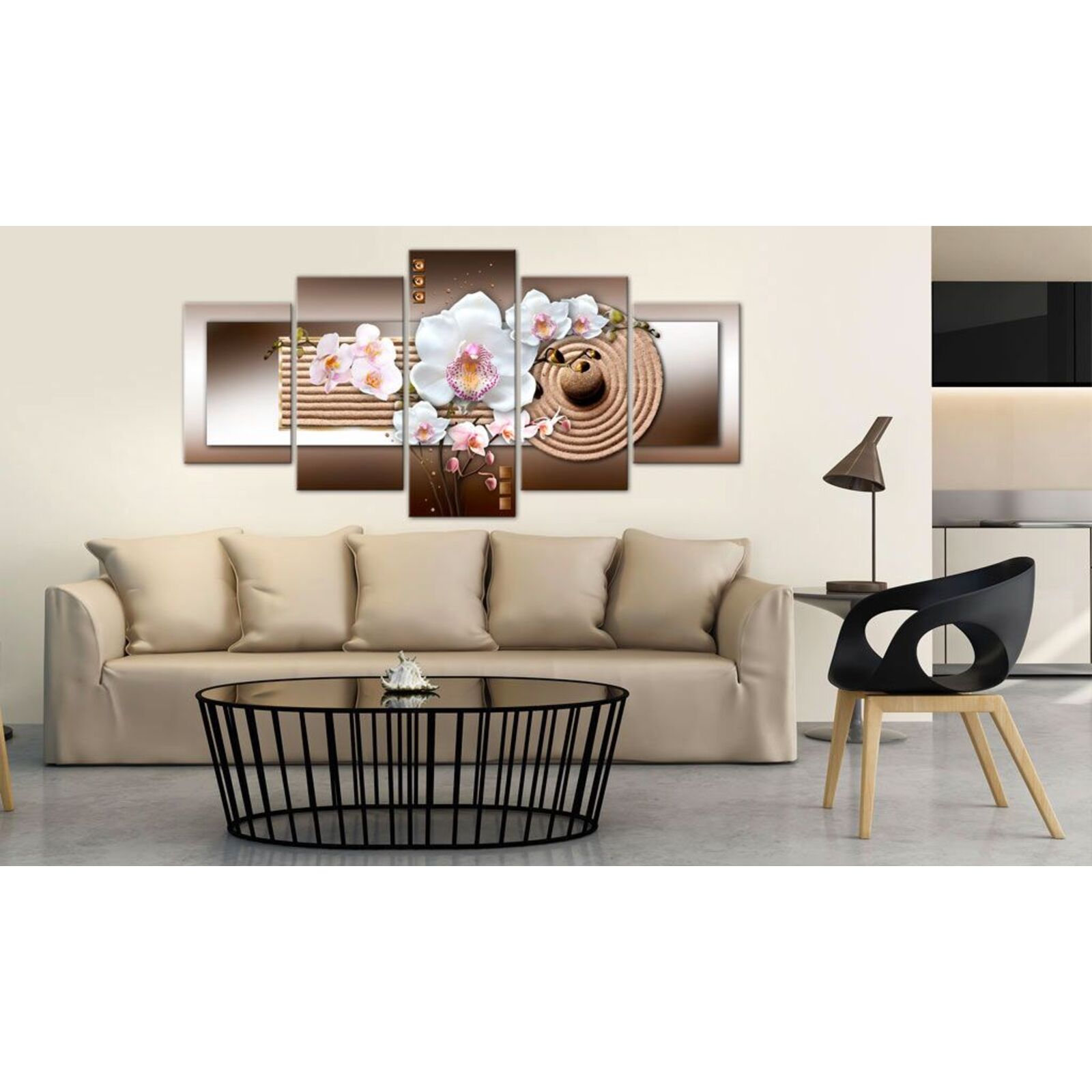 Tableau orchidée et jardin zen - 200 x 100 cm - 2