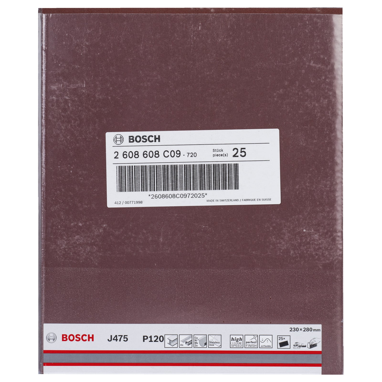 Bosch 25x papier ścierny J475 arkusz ścierny z tkaniny 230 x 280 mm 120 - 2608608C09 - 7