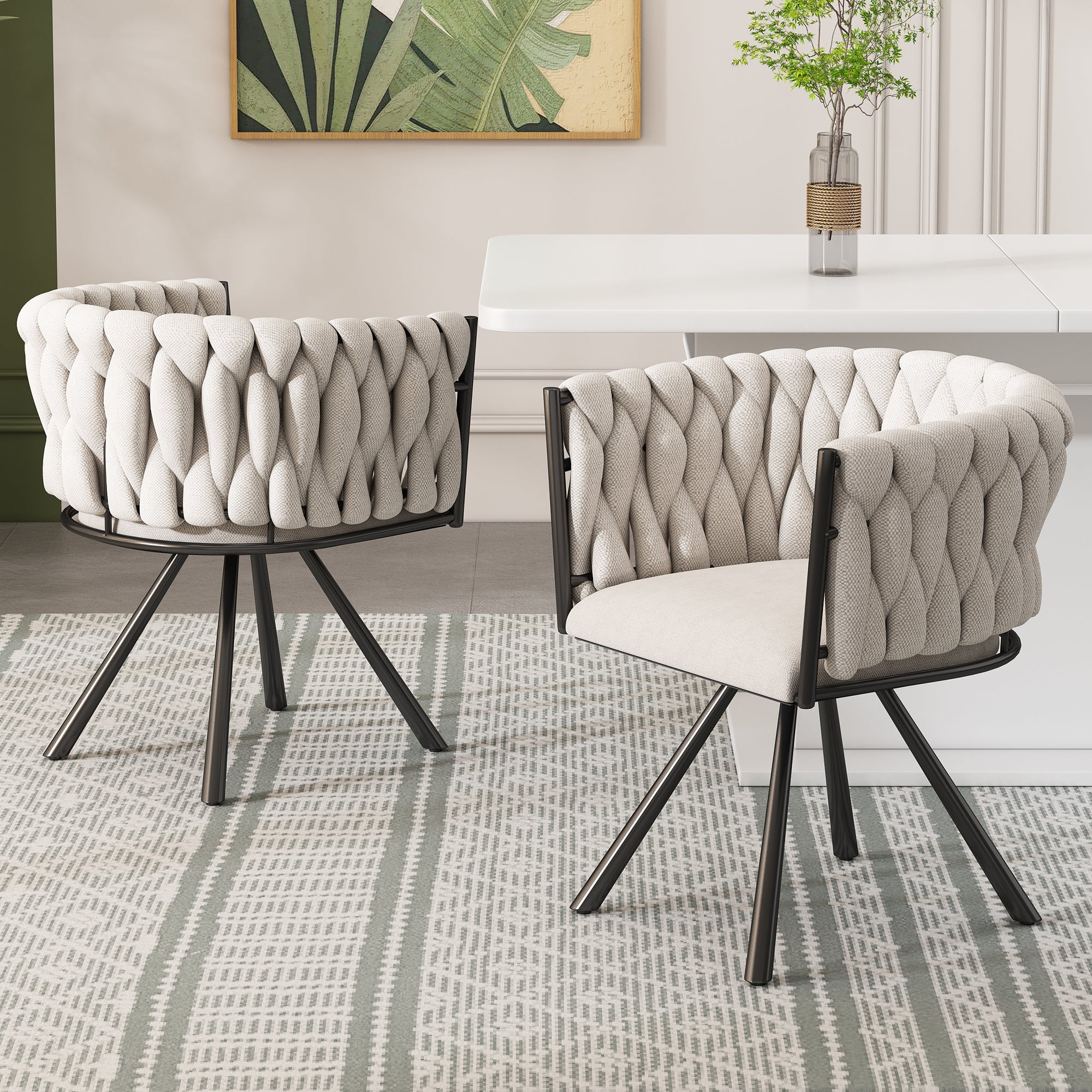 JIJIAN Lot De 2 Chaises Salle à Manger Pivotantes 180° – Rembourrées Velours Côtelé, Accoudoirs Confort, Gris Moderne