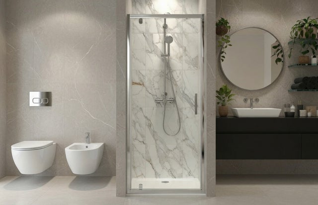 Cabine de douche en niche 100 cm porte battante H195 cm GIULIA Chrome