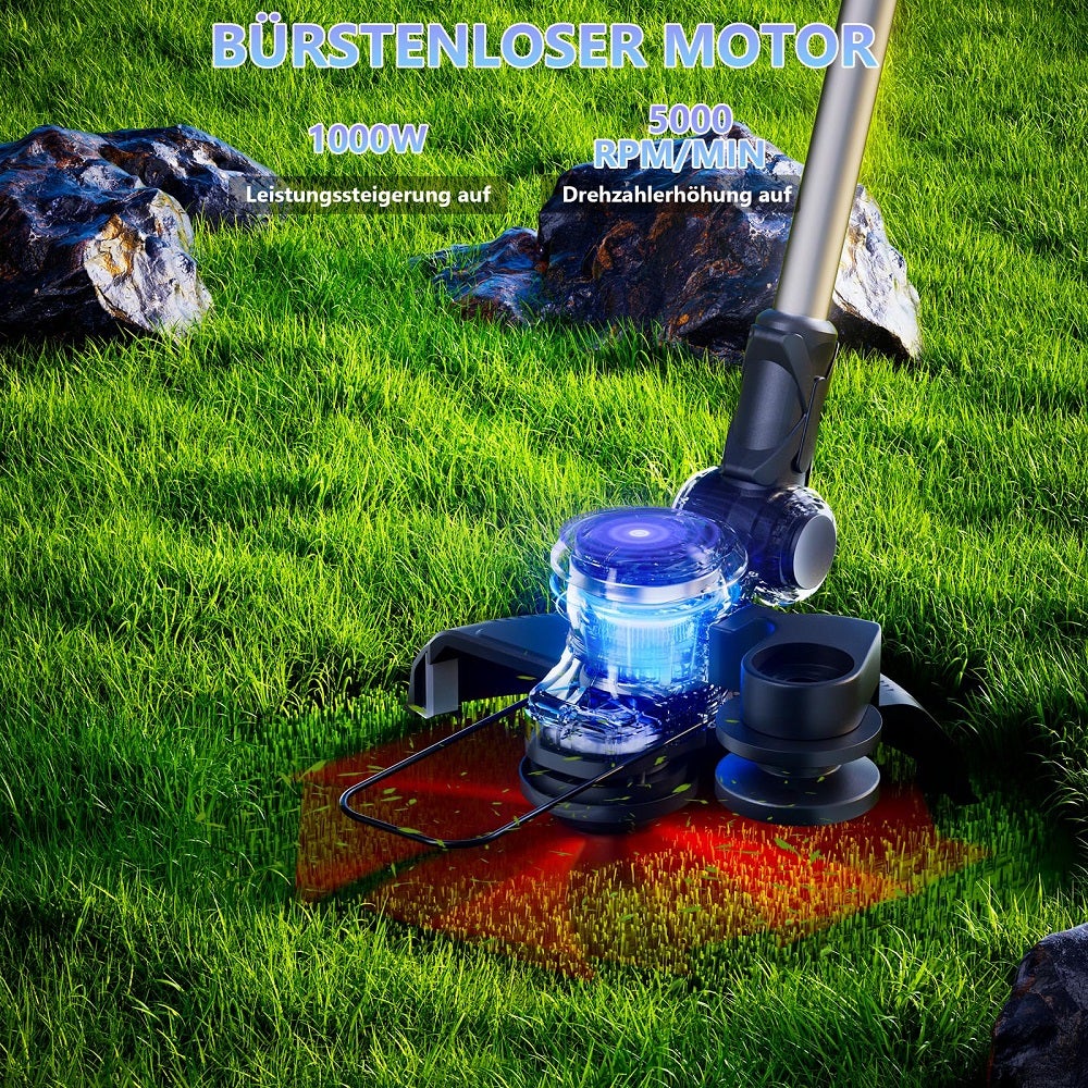 Weed Trimmer sans fil 1000W 4-en-1, moteur sans balais, 21V 2x 4,0Ah, manche télescopique, Ø26cm - 3
