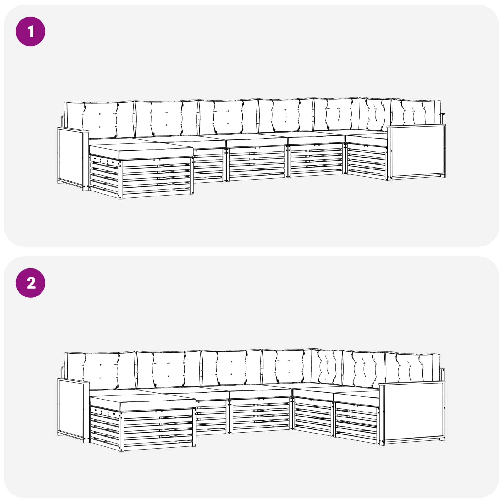 Ensemble de canapés d'extérieur, 7 pièces, naturel et beige, pour la terrasse - 7