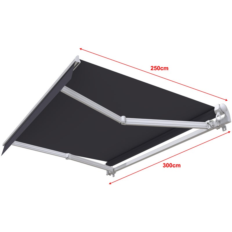 Store banne manuel 3 x 2,5 m Monobloc pour terrasse - Gris anthracite - 3
