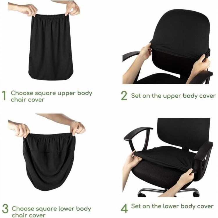Coprisedia per sedia da ufficio nero Coprisedie rimovibile universale moderno stile semplicistico Coprisedie girevoli per sedia da ufficio girevole - 4