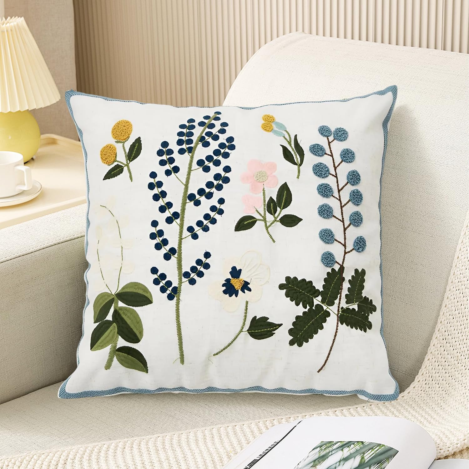 Housse de coussin brodée, 45x45 cm, malacca multicolore La Redoute