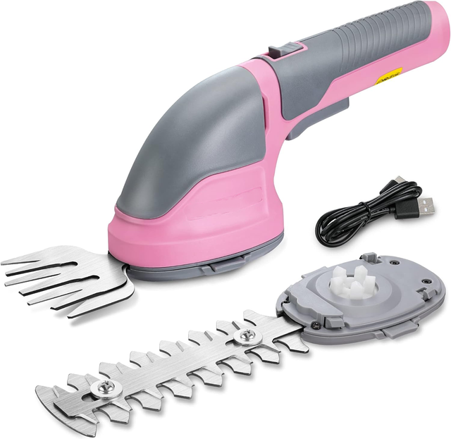 Cisaille Électrique 3,6V Sans Fil – 2 Lames (7,5 cm / 12 cm), Batterie 2000mAh, USB-C – Idéale pour Gazon, Haies et Découpes Fines