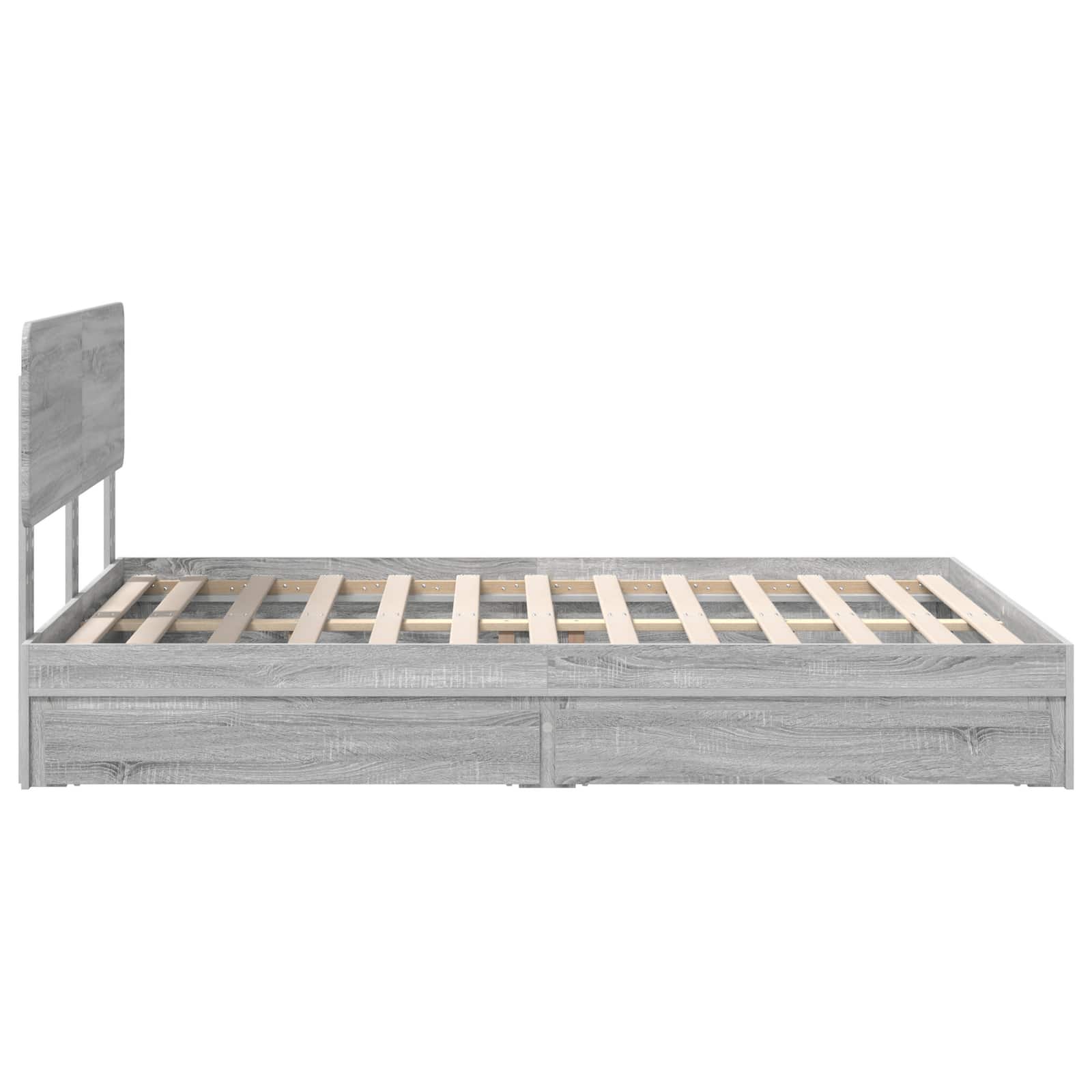 Lit avec rangement, panneau de bois, gris, pour la chambre, 140 × 200 cm - 9