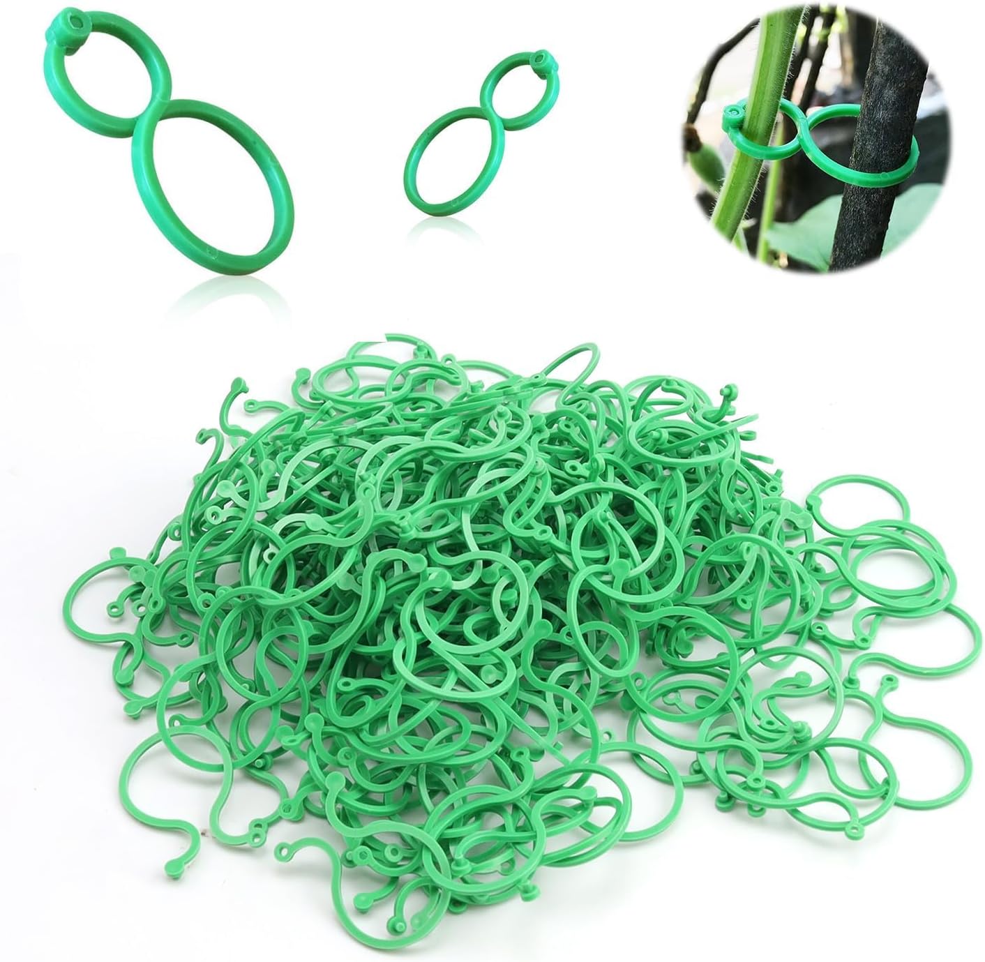 400-częściowe klipsy do roślin, zielone, plastikowe, klipsy do roślin pnących, łatwe w użyciu, klipsy do mocowania roślin, odpowiednie do róż i ogórkó