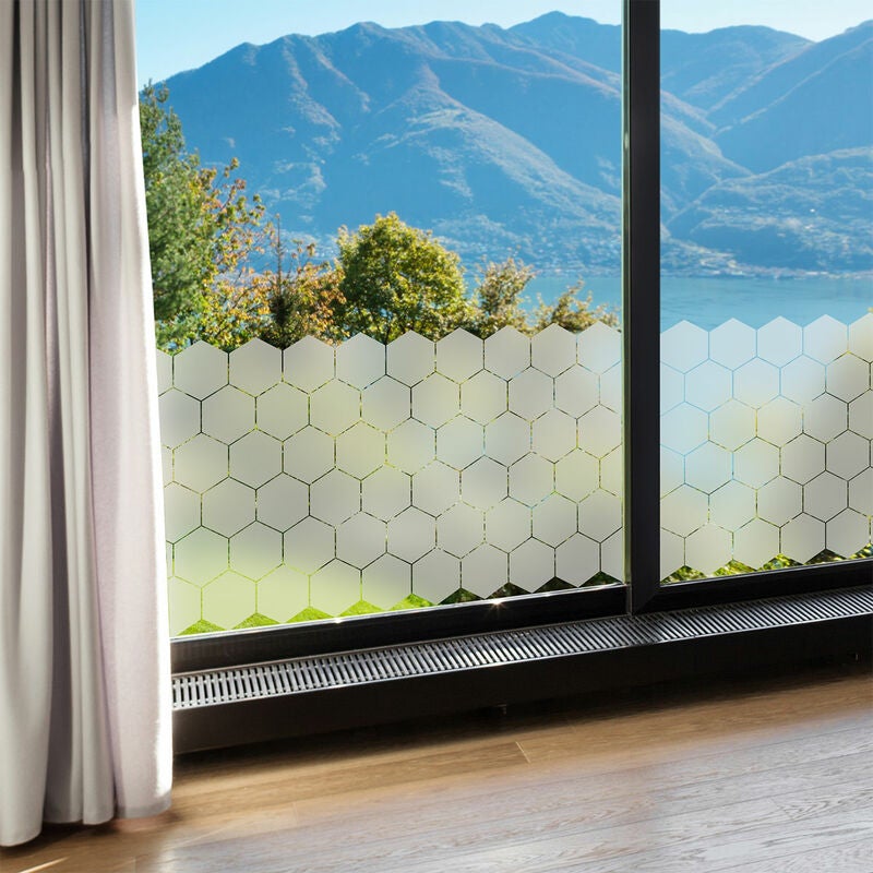 Folia Okienna Prywatności Antyrefleksyjna - HEXAGONY - Naklejki na Szyby i Drzwi Kabiny Prysznicowej - 50 x 90 cm - 50 naklejek heksagonalnych 10x9 cm