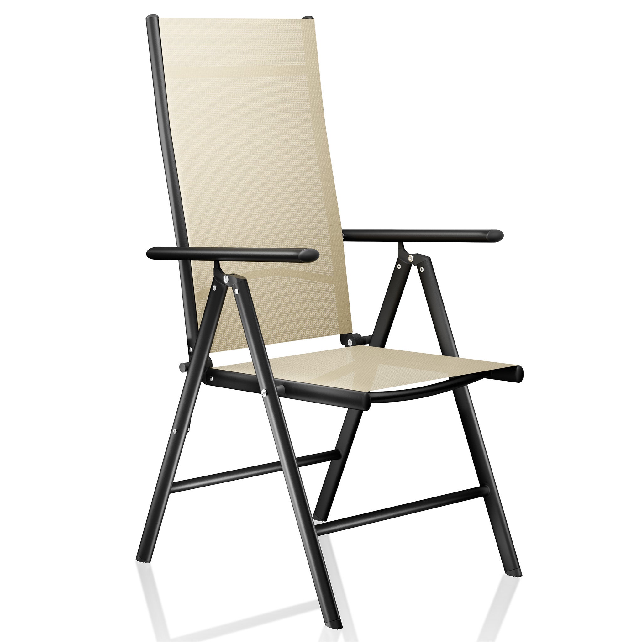 Wiltec Chaise de jardin Pliante Beige 120 kg max., en Aluminium, à