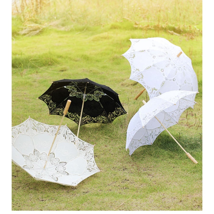 Ombrelle de mariage en dentelle, mini parasol pour mariée. Accessoire idéal pour fête, danse et séance photo.Blanc - 4