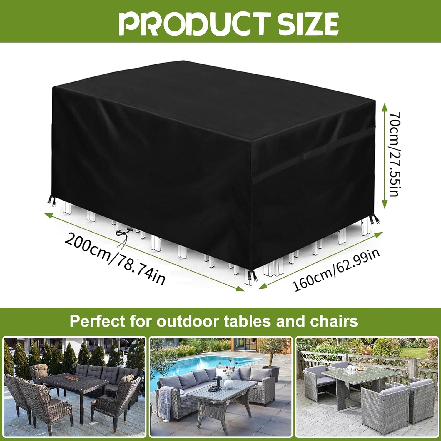 Copertura Per Mobili Da Giardino 420D, Copertura Per Tavolo Da Esterno Tela Oxford Impermeabile Antivento E Resistente Ai Raggi Uv 170 X 94 X 70 Cm 96820923