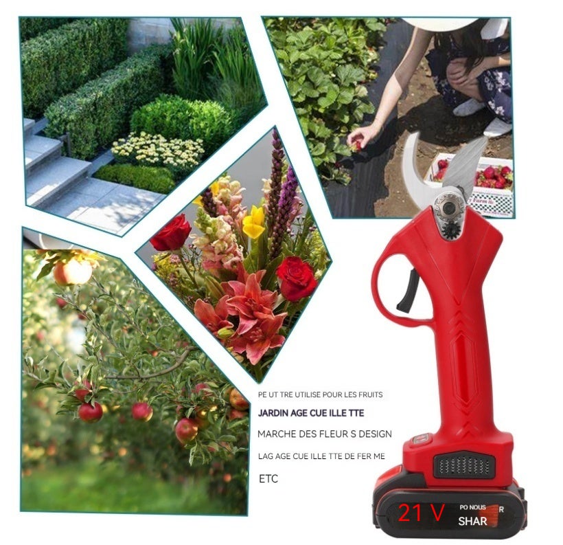 Sécateur electrique sans fil 21V Rechargeable 2 batteries Coupeuse d'élagage Professionnel Jardin pour arbres fruitiers - 2