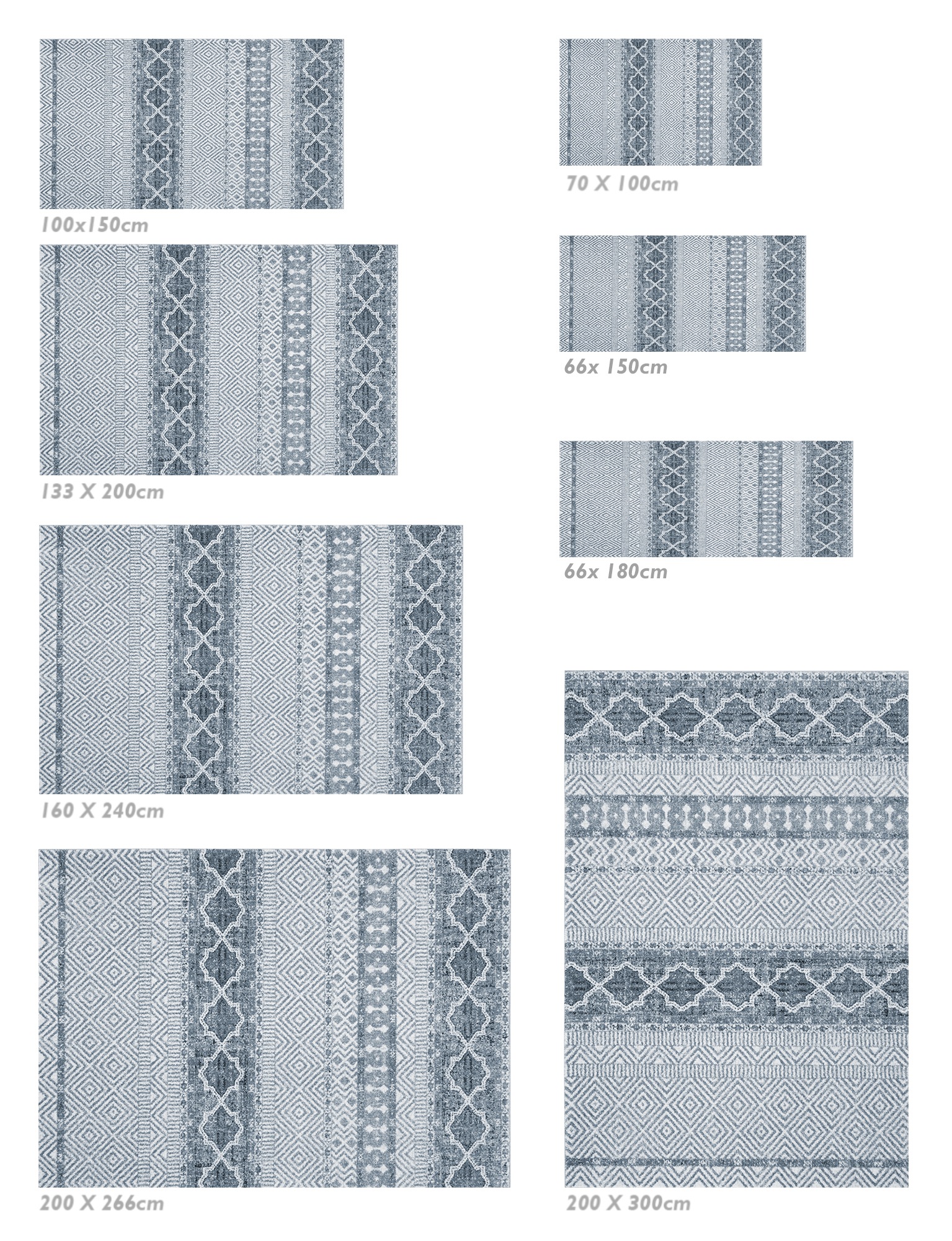 Tapis antidérapant en vinyle, Marrakech azul 70x100 cm - PVC imprimé, lavable, ignifuge, pour le salon et la cuisine - 6