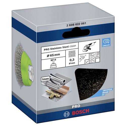 Bosch PRO Szczotka garnkowa ze stali nierdzewnej do czyszczenia 65 x 0,30 mm gwint - 2608622061 - 2