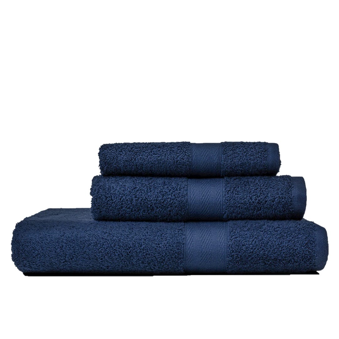 WellHome Lot De 2 Serviettes De Bain 50x90cm En Coton Bleu