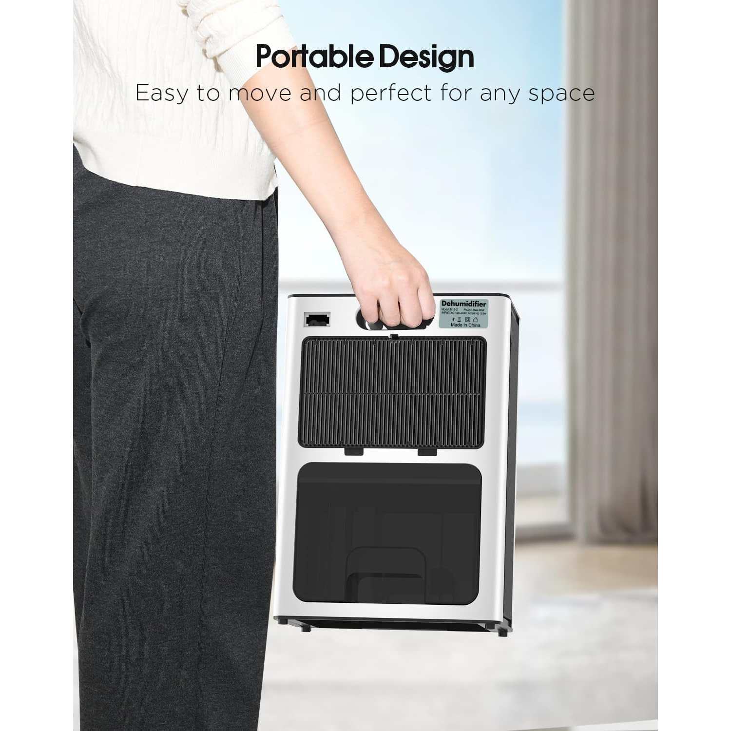 Deumidificatore Compatto 1000ML/D Silenzioso – Elimina l'umidità, Purificazione dell'aria e Modalità Notte, Ideale per Camera e Ufficio - 4