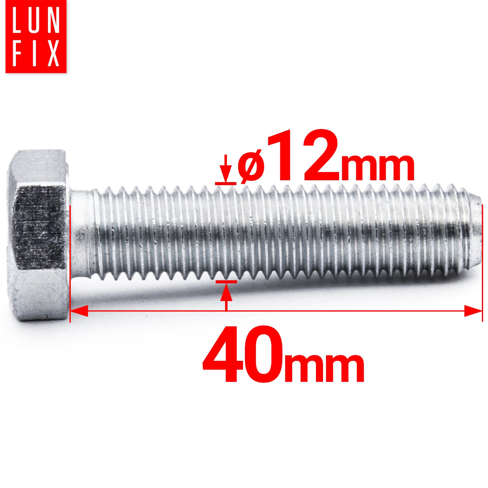Śruba sześciokątna M12 40 mm DIN 933 kl. 8.8 1kg