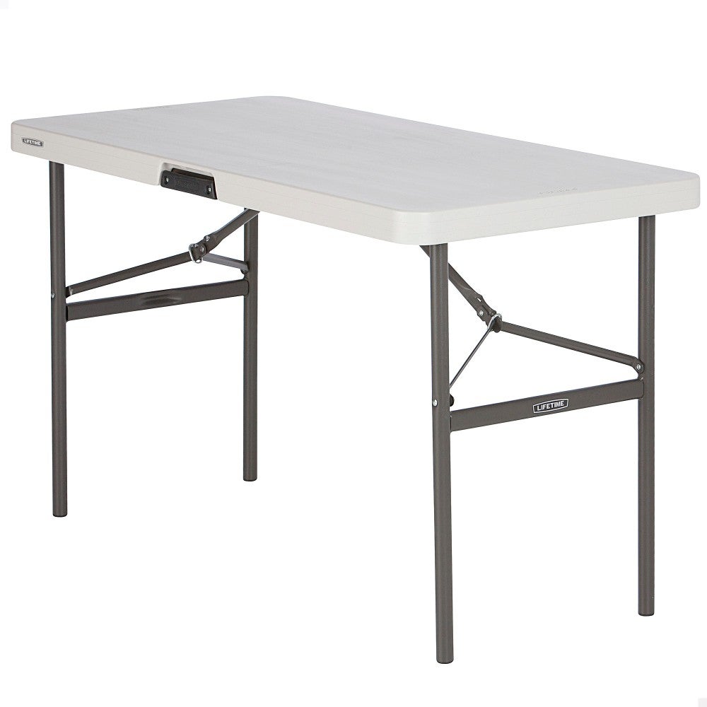 Mesa patas plegables rectangular crema lifetime 122x61x74 cm