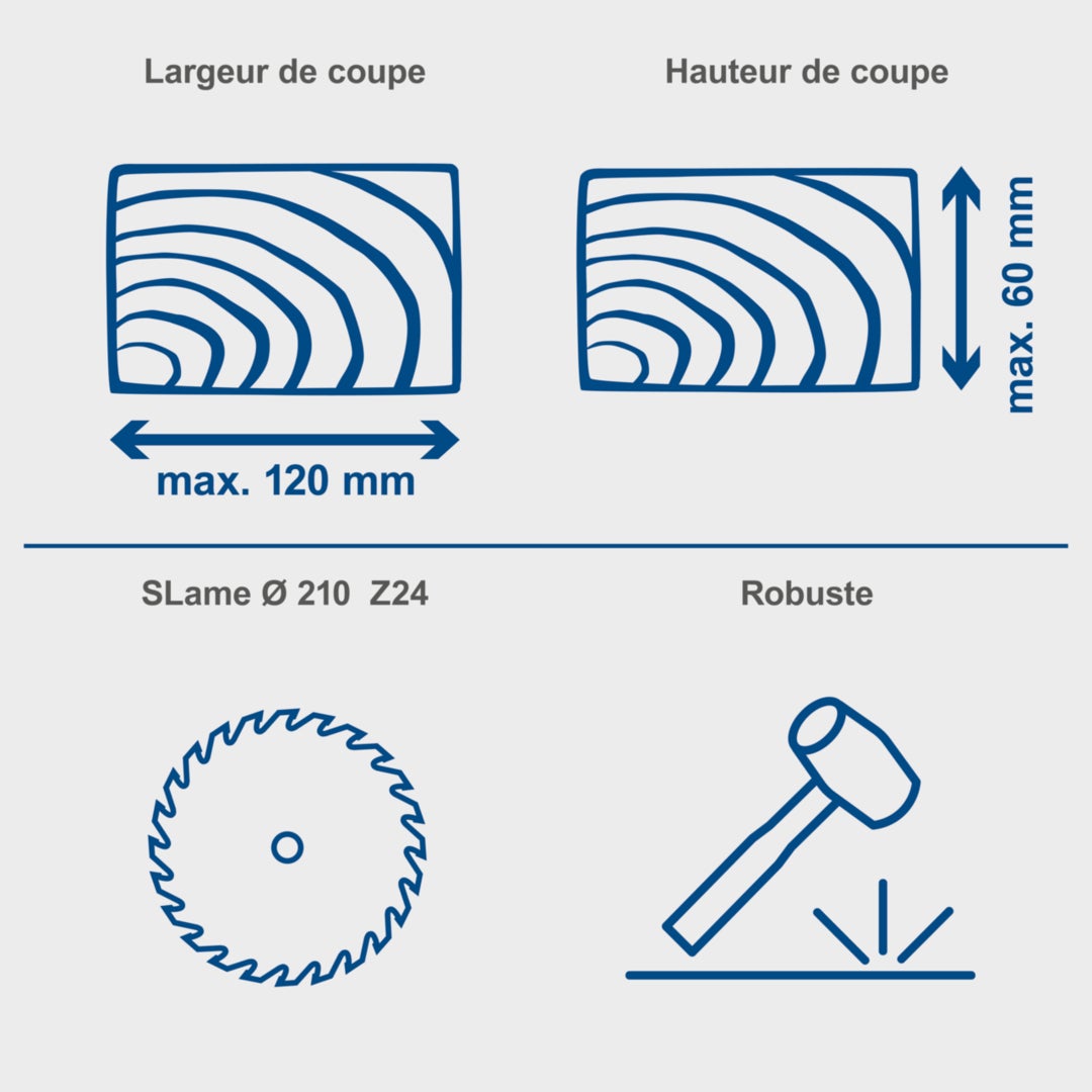 Scheppach Scie à onglets HM80L – 1500 W – Lame de scie de 210 mm – Largeur de coupe 120 mm – Vitesse 5000 tr/min – Laser de précision - 4