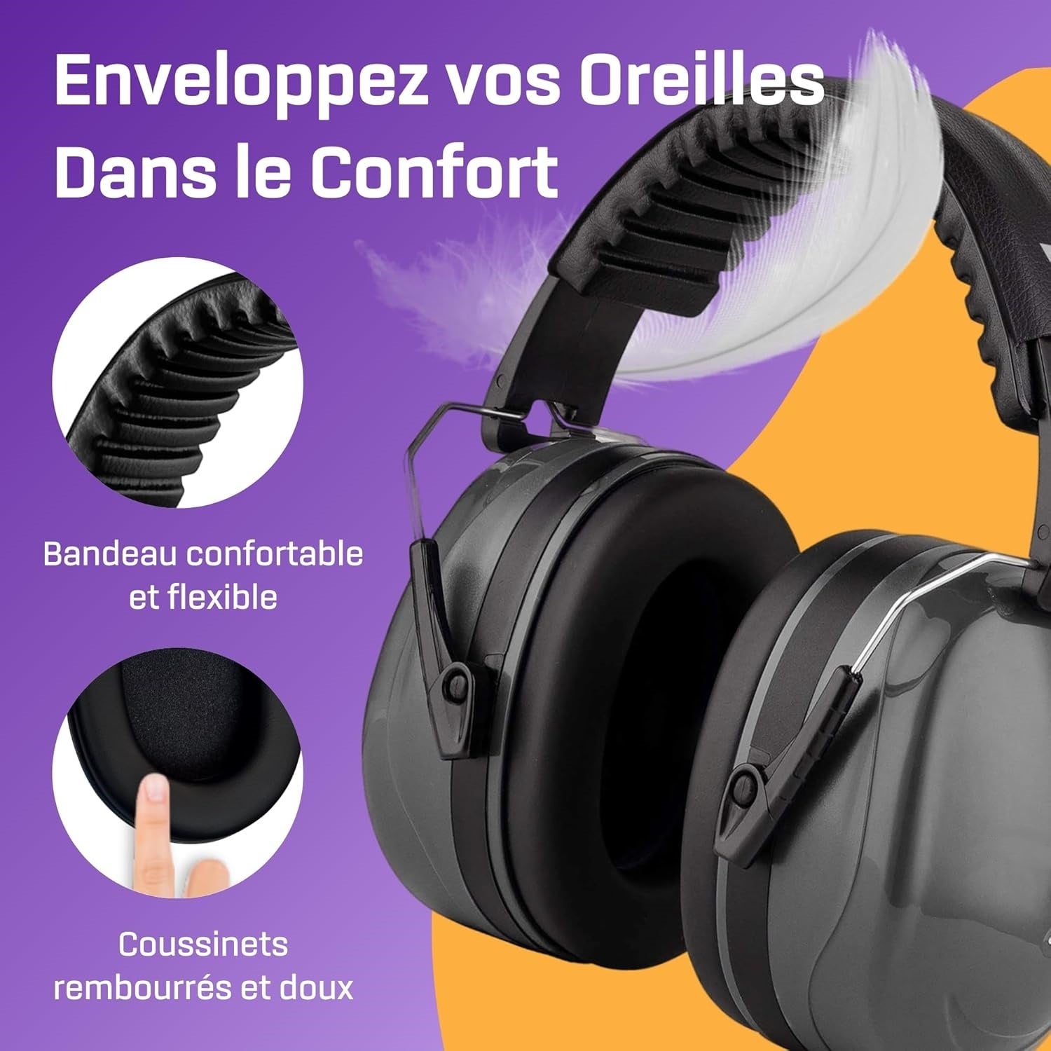 Casque Anti Bruit Adulte, 33dB Protection Auditive pour Travail, Autisme, Bricolage, Tonte, Chantier - 3