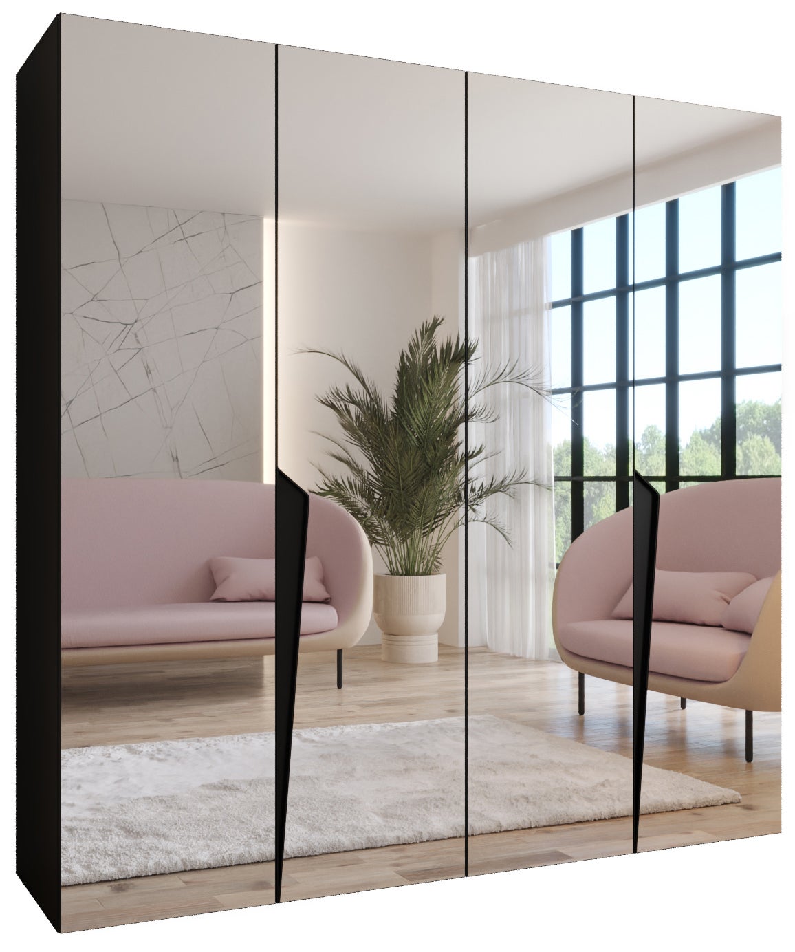 Szafa uchylna otwierana Piano 3 200 x 52 x 202 cm czarny + u. czarny