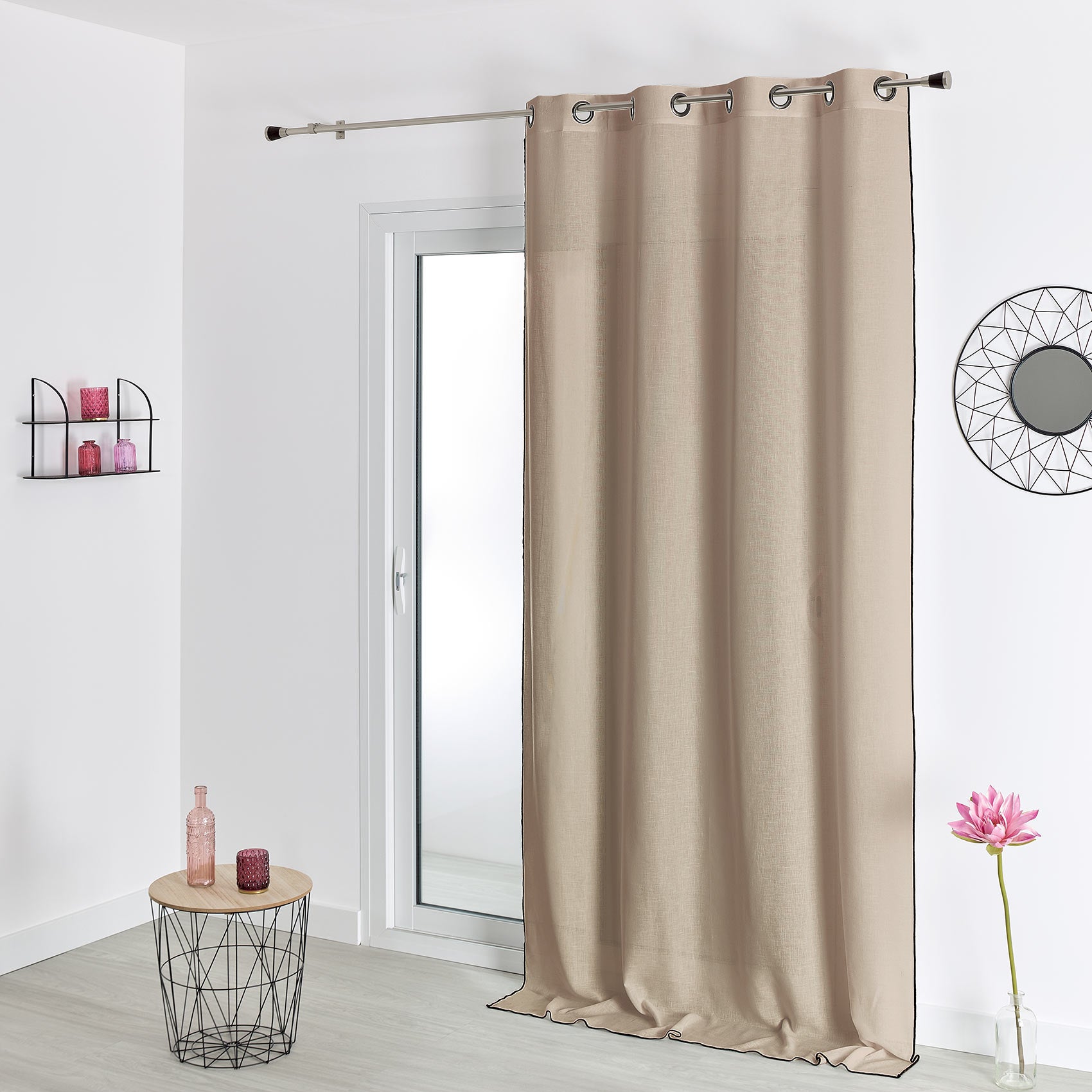 Voilage à l'aspect lin - Beige - 140x260 cm - Polyester | Leroy Merlin