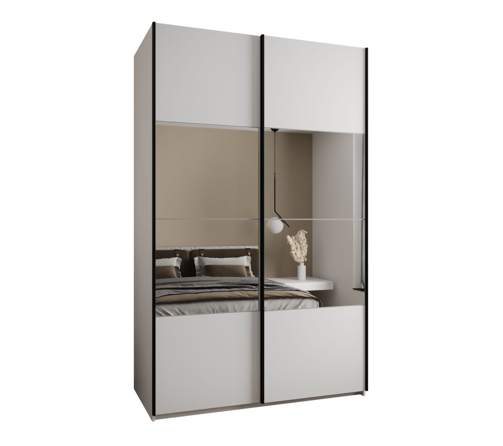 Szafa przesuwna wysoka Lux 4 150 x 64 x 245,5 cm biały + biały + u. czarny - Abiks Meble