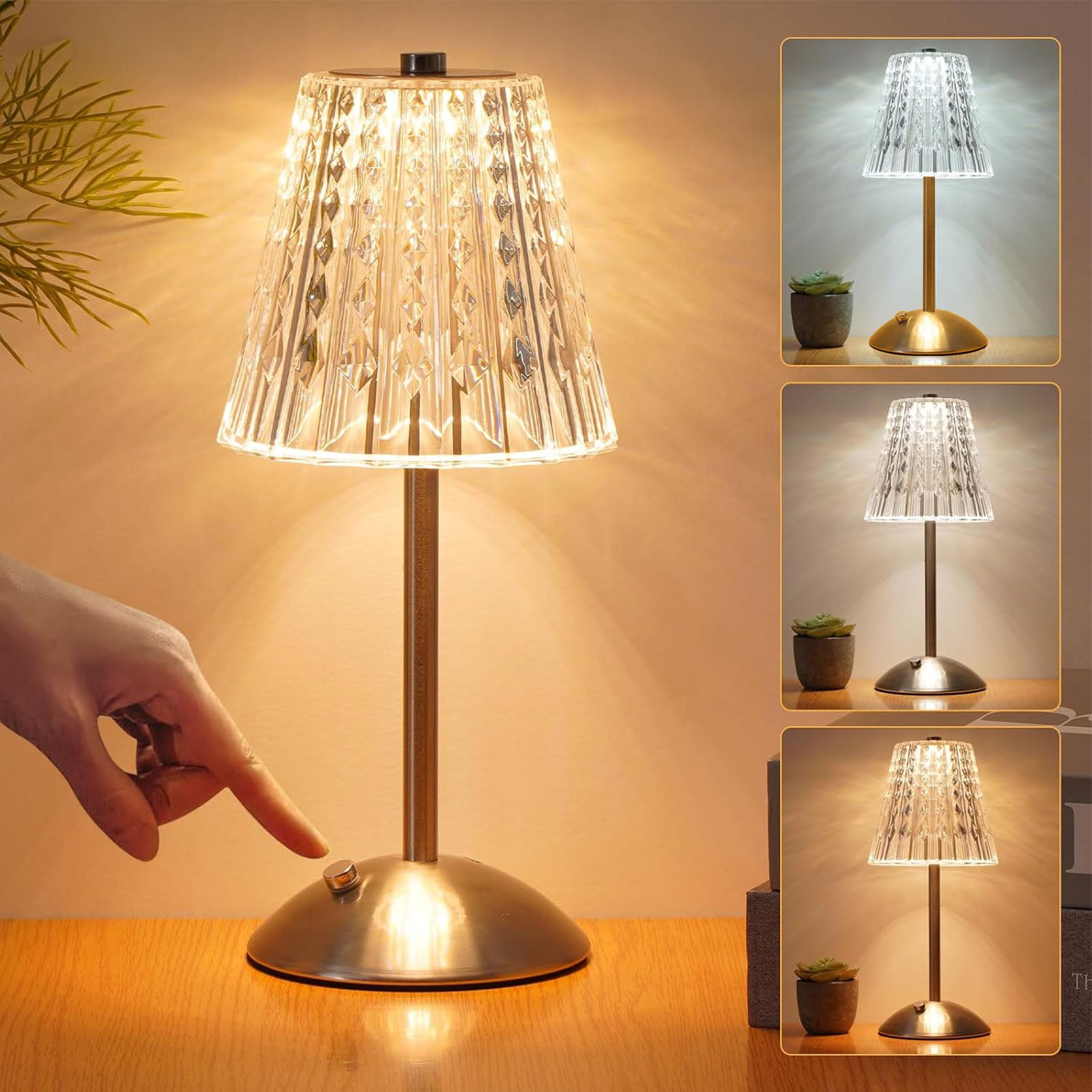 Lampe à Poser Tactile Vintage – 3 Intensités Lumineuses – Multicolore