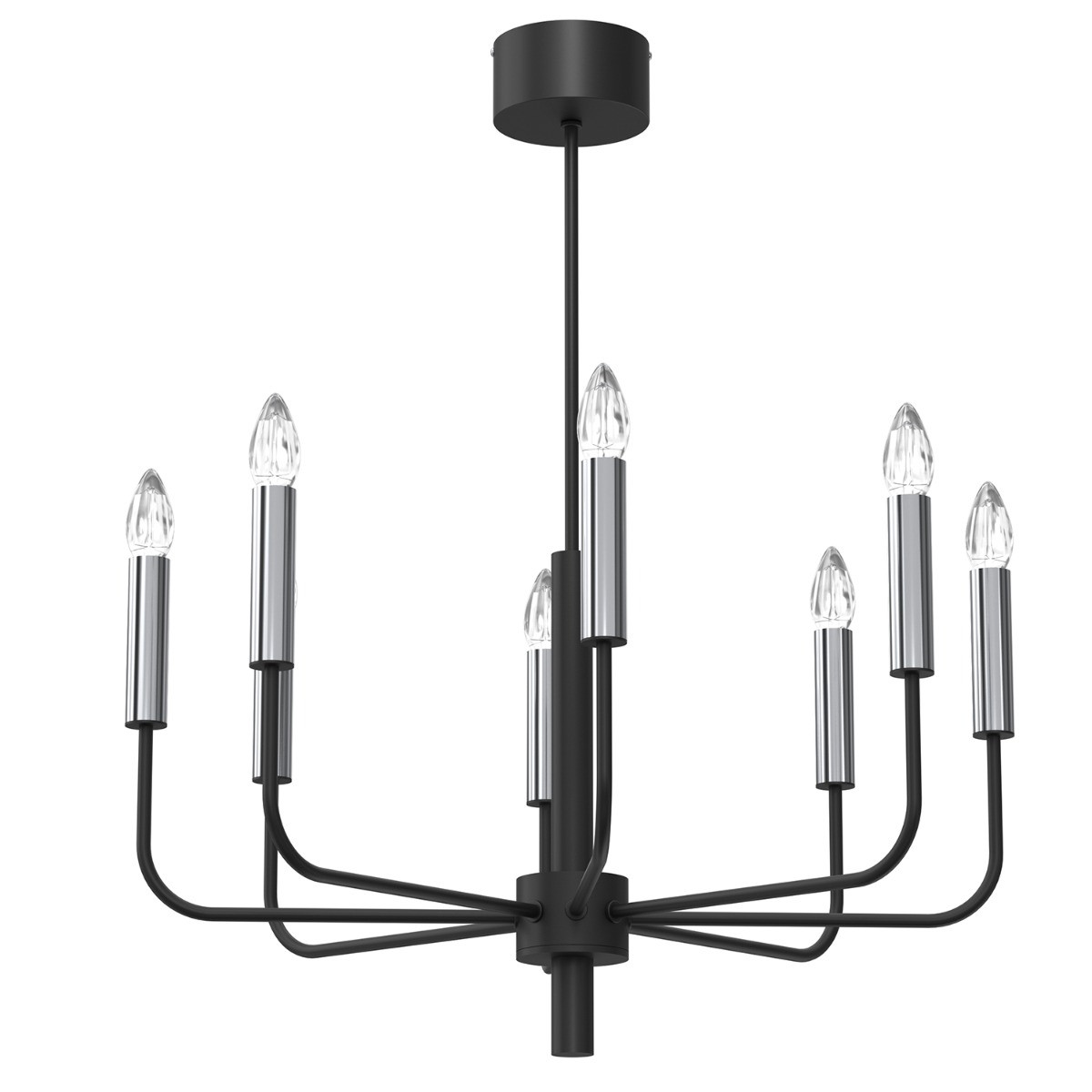 Lampa wisząca Akasya czarny matowa-chromowana 8xE14x15W wym: 76 x 65 x 65 cm metal Luminex