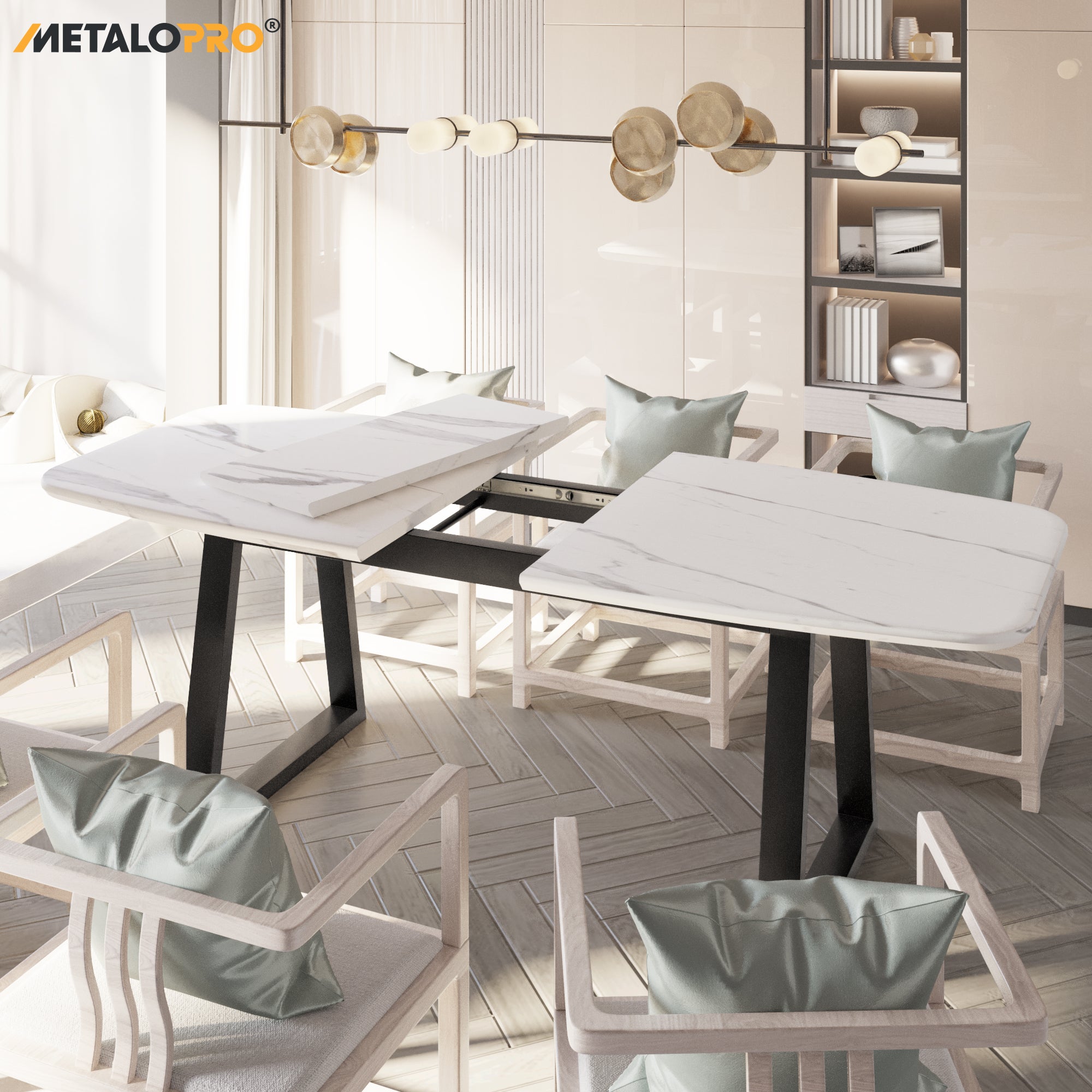 MetaloPro Nemesis Split - Pied de table extensible trapèze, stable, parfait pour table à manger, salon ou cuisine, avec cadre en métal durable - 8