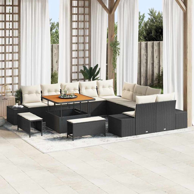 Zestaw Sof na Ogród z poduszką 13 pcs Czarny Polirattan vidaXL