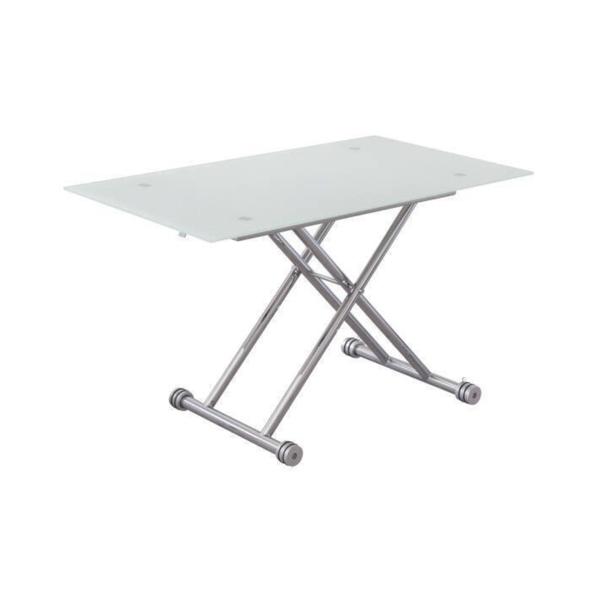 Stolik kawowy z podnoszonym dachem, szkło 8 mm i konstrukcja z kółkami – biały blat, nowoczesne meble – wymiary 120x70x40-75 cm