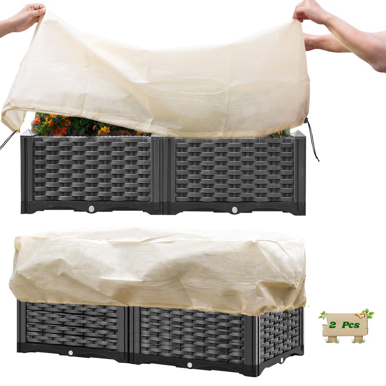 Pokrowce ochronne na donice Pokrowiec z włókniny do zimowania roślin balkonowych Pokrowiec ochronny przed mrozem dla roślin Zestaw szt