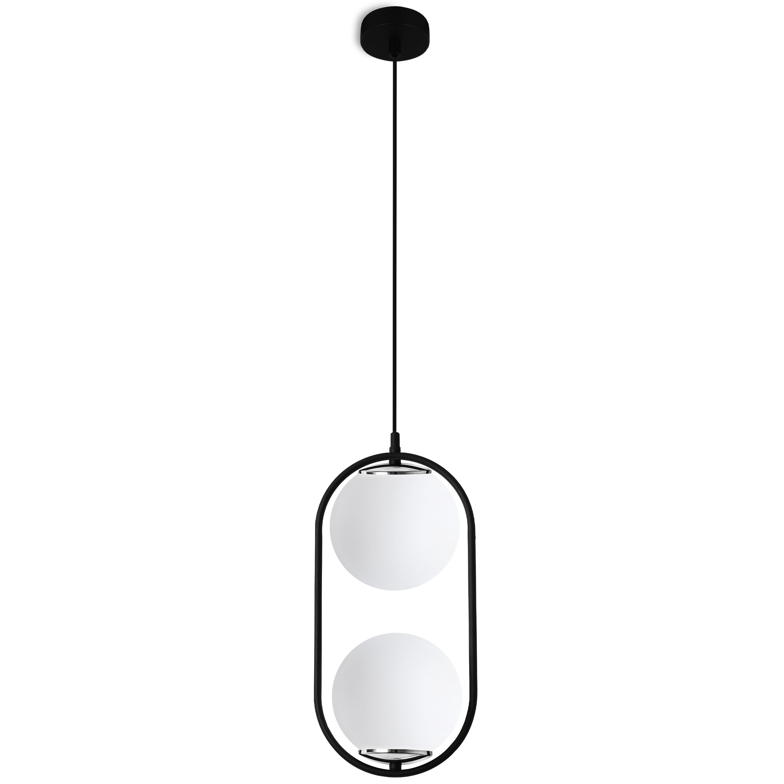 Lampa sufitowa wisząca Luna Duo modern czarna/chrom 1xE14 klosz kula biała Light Home LH