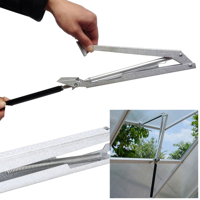 Lot De 2 Ouvre-fenêtres Automatiques à Double Ressort Pour Serre – Ventilation Thermosensible, Cadre Aluminium, Noir/argent - 8
