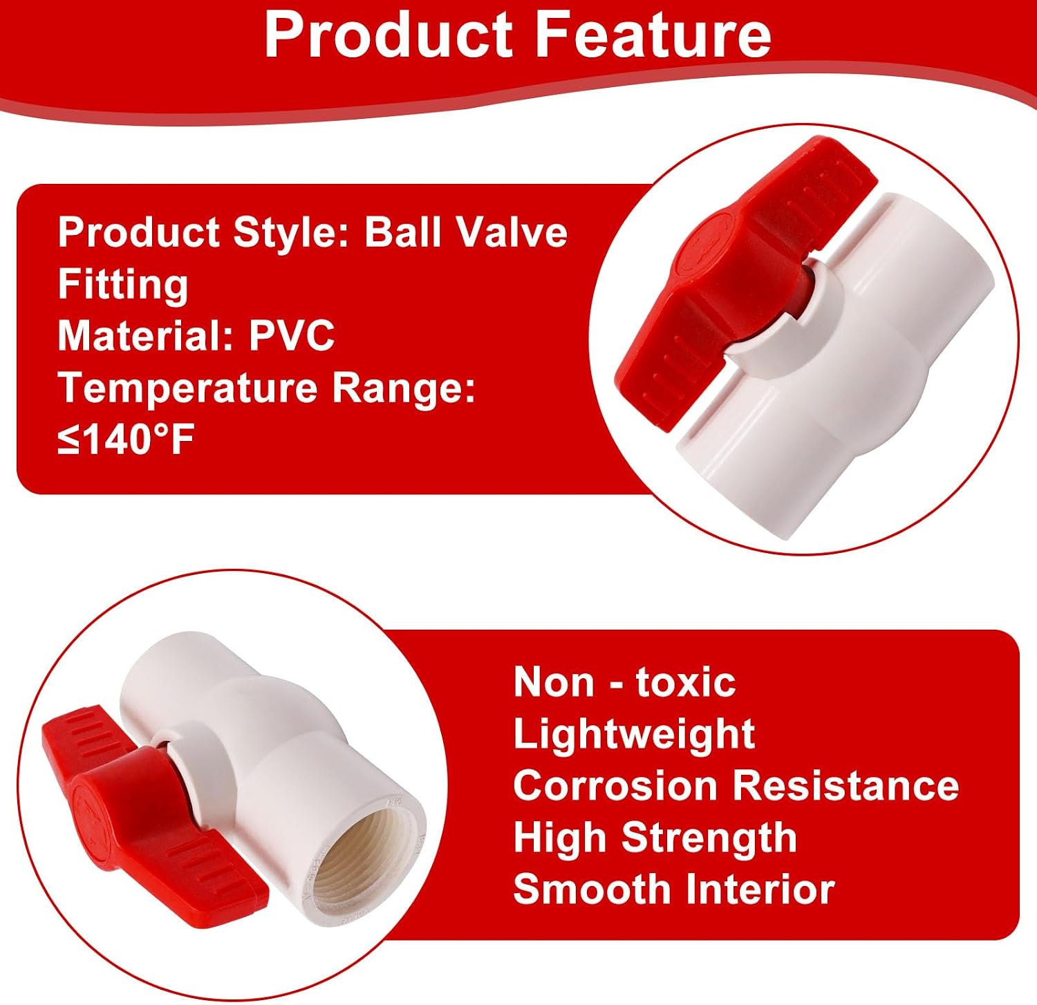 2pièces 32MM PVC robinet à tournant sphérique interrupteur d’arrêt pour ...