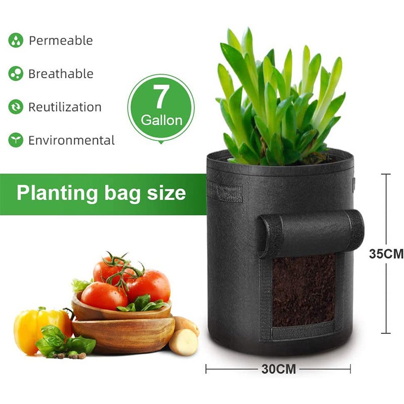 4 sacs de plantation noirs non tissés de 7 gallons, sacs de plantation de pommes de terre, adaptés aux pommes de terre, aux tomates et aux navets doux - 5