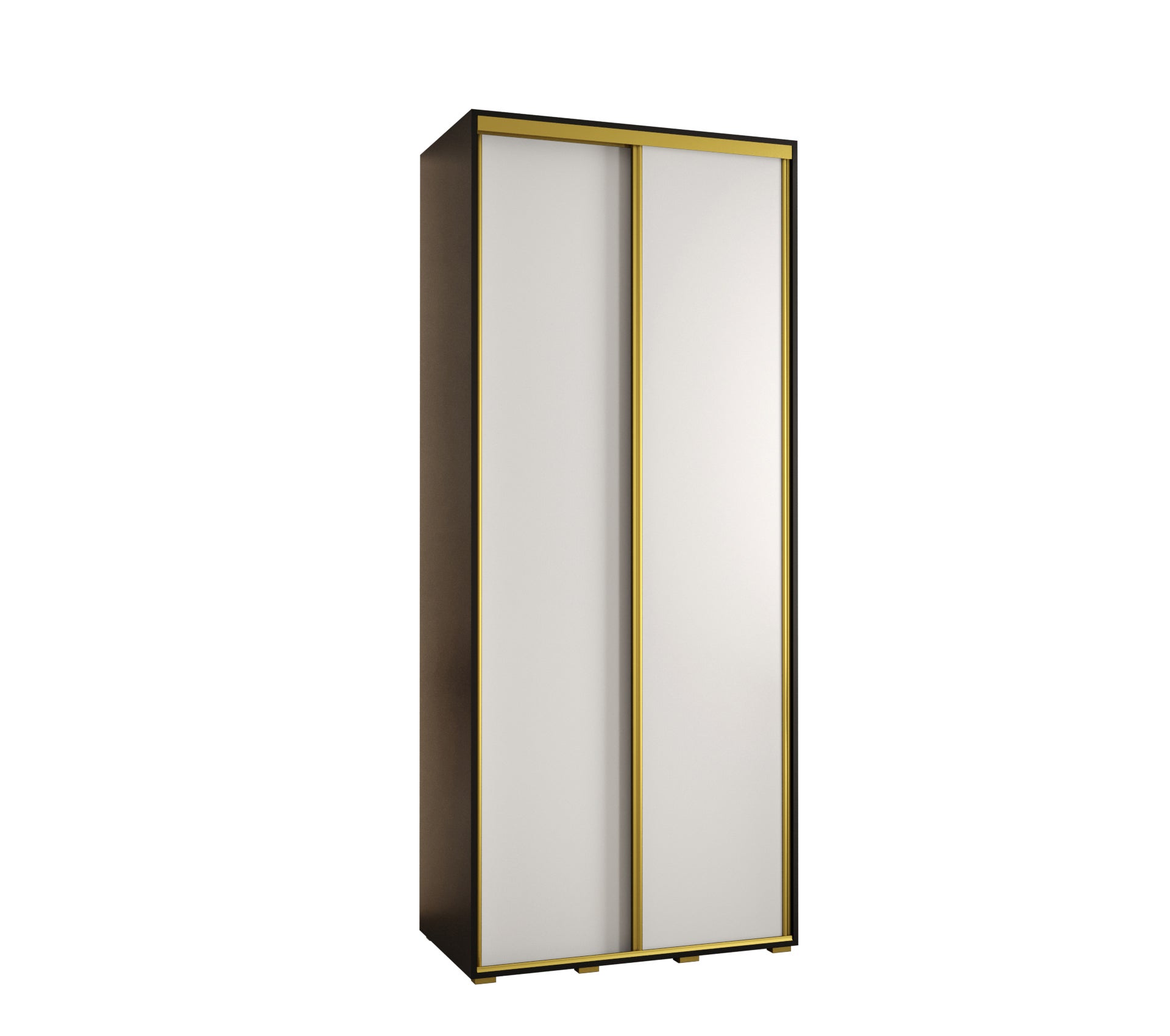 Szafa przesuwna wysoka Davos 1 120 x 45 x 235,2 cm czarny + biały + u. złoty - Abiks Meble