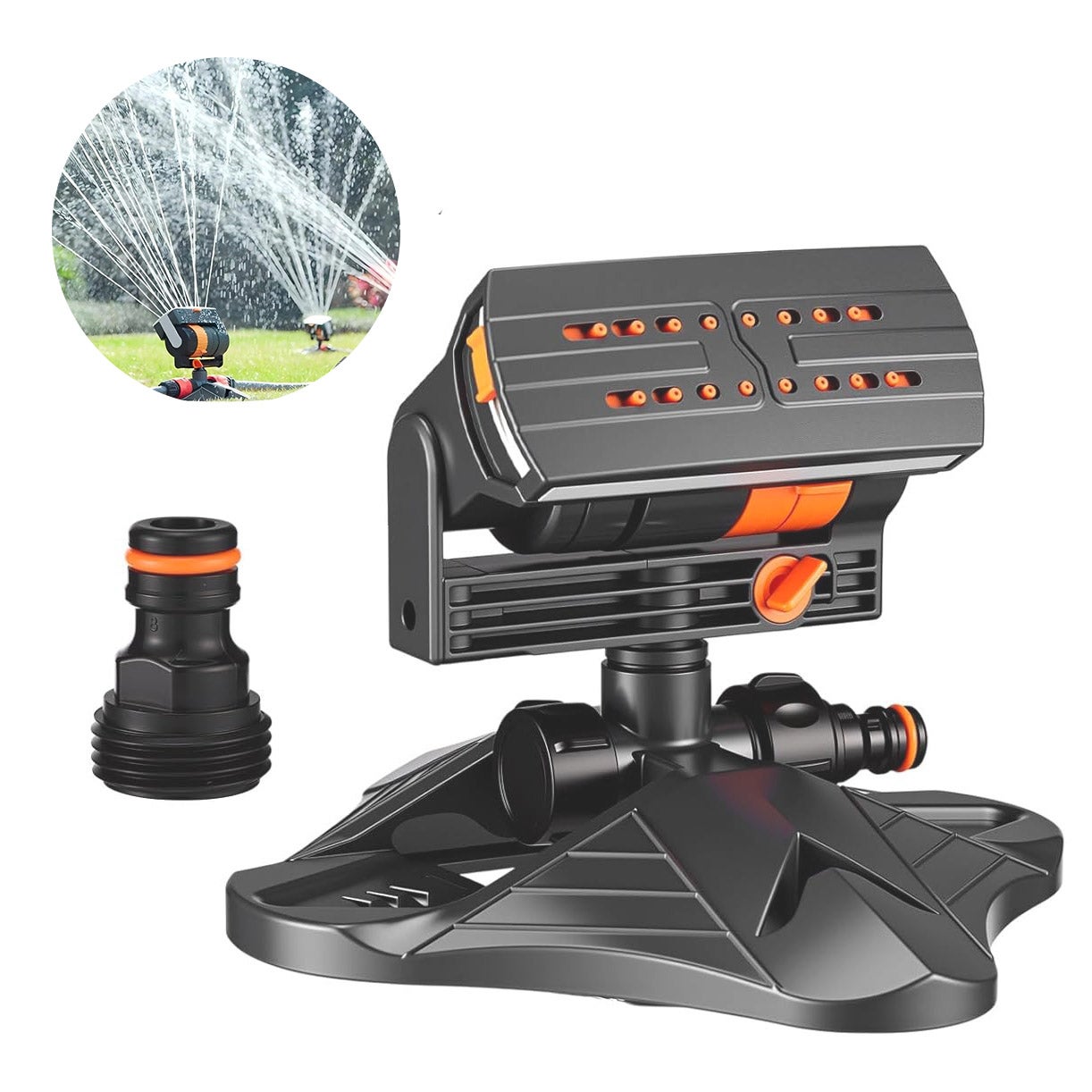 Arroseur Oscillant Mini 16 Trous - Couverture Réglable, Facile à Installer, Pour Pelouse, Jardin Ou Terrasse - 8