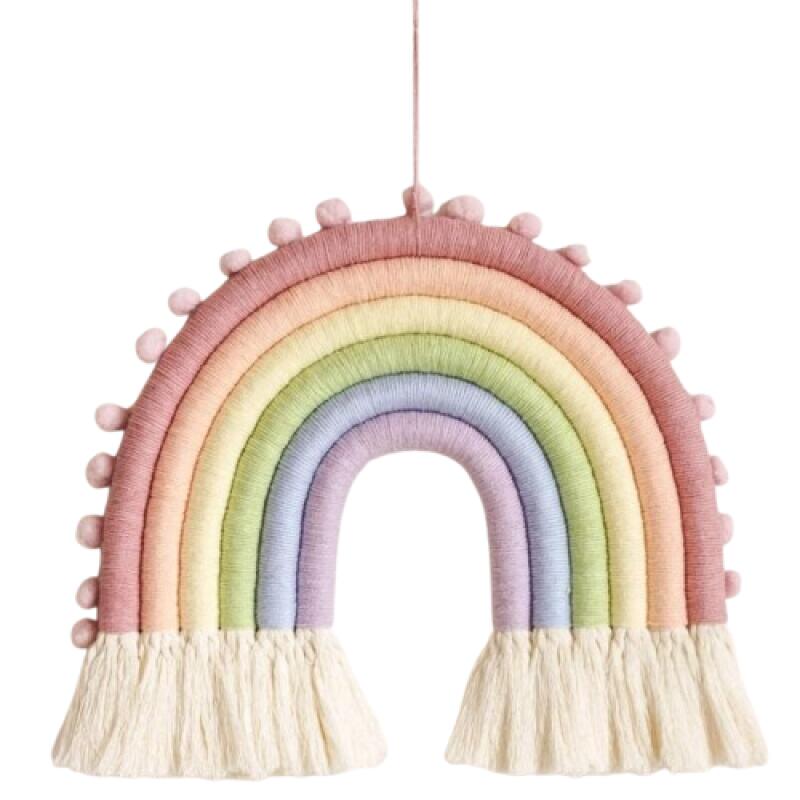 Tęczowa makrama ścienna - Dekoracja ścienna dla dzieci - Styl boho